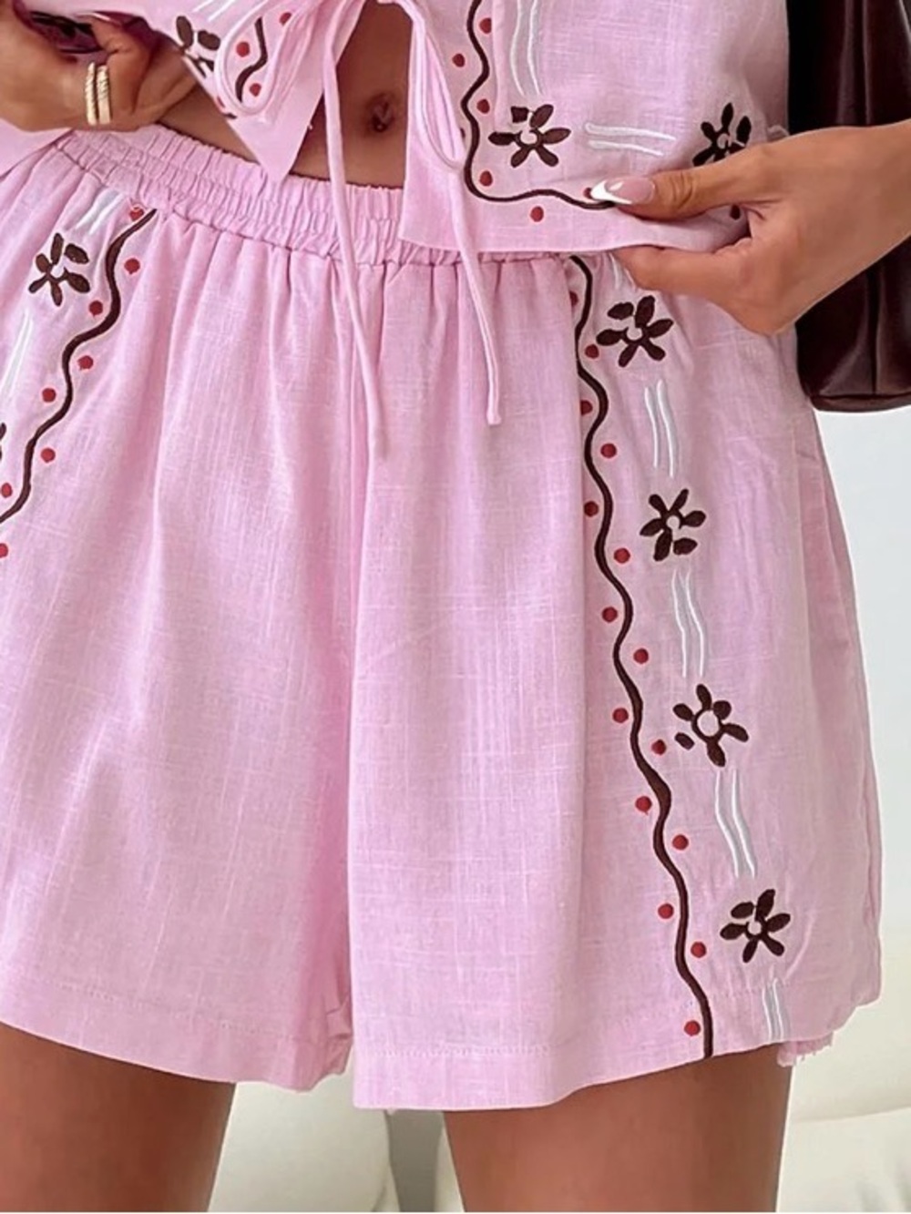 Princess Polly Pink Embroidered Relaxed Shorts
